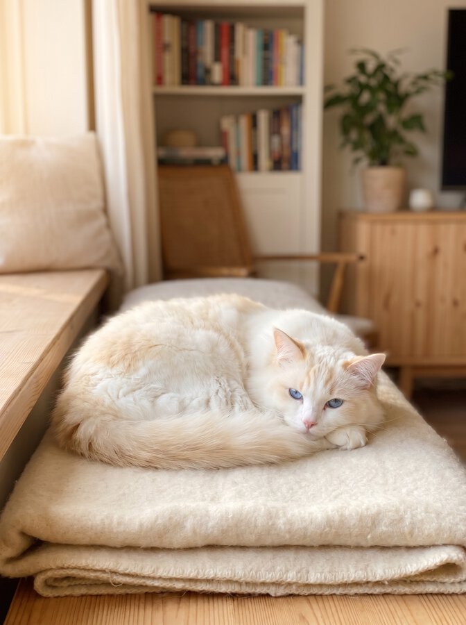 Chat serein et rassuré après avoir trouvé la bonne solution de garde pour ses vacances