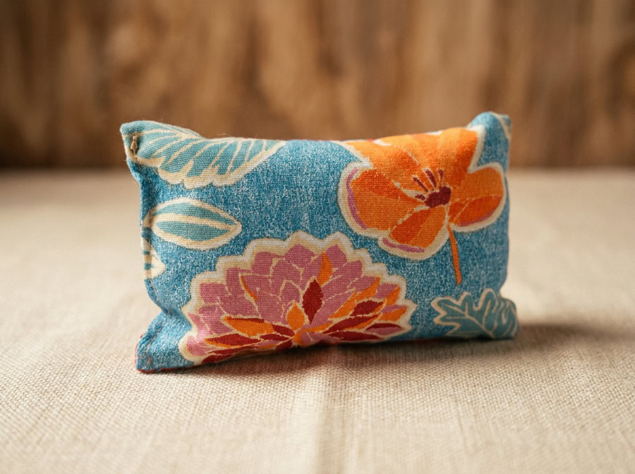 Coussin Herbacha en tissu floral bleu